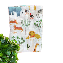 Load image into Gallery viewer, ' Zoo ' Personalised Bamboo Muslin