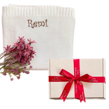 Load image into Gallery viewer, 'Cream' Personalised Cotton Knitted Blanket