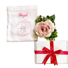 Load image into Gallery viewer, 'Pink Moon' Personalised Embroidered White Bamboo Waffle Blanket Gift