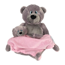 Load image into Gallery viewer, "Buzz" Teddy Bear & Pink Bebi Bear Snuggle Comforter - 2 Piece Personalised Gift Set