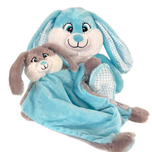 Load image into Gallery viewer, Blue "Buster "Bunny & Blue Bebi Bunny Snuggle Comforter - 2 Piece Personalised Gift Set