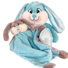 Load image into Gallery viewer, Blue "Buster "Bunny & Blue Bebi Bunny Snuggle Comforter - 2 Piece Personalised Gift Set