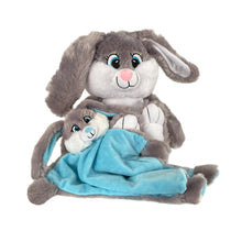 Load image into Gallery viewer, EASTER 2 Piece Personalised Grey "Bandit" Bunny & Blue Bebi Bunny Snuggle Comforter Bundle