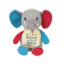 Load image into Gallery viewer, "Jumbo" Patchwork Elephant Personalised Plush