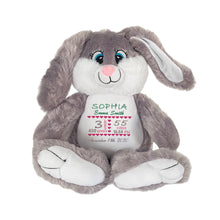 Load image into Gallery viewer, "Bandit" Grey Bunny Personalised Plush