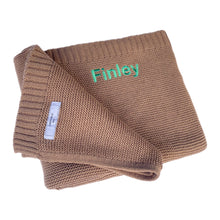 Load image into Gallery viewer, 'Tan' Personalised Cotton Knitted Blanket