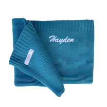 Load image into Gallery viewer, 'Ocean Blue' Personalised Cotton Knitted Blanket