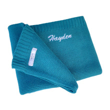 Load image into Gallery viewer, 'Ocean Blue' Personalised Cotton Knitted Blanket