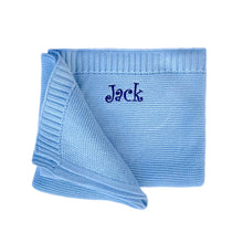 Load image into Gallery viewer, ' Blue ' Personalised Cotton Knitted Blanket