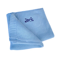 Load image into Gallery viewer, ' Blue ' Personalised Cotton Knitted Blanket