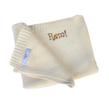 Load image into Gallery viewer, 'Cream' Personalised Cotton Knitted Blanket