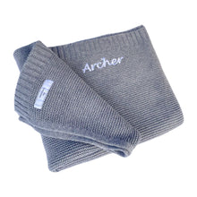 Load image into Gallery viewer, 'Grey' Personalised Cotton Knitted Blanket