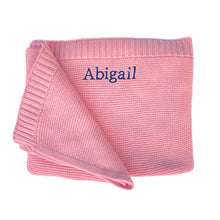 Load image into Gallery viewer, 'Pink' Personalised Cotton Knitted Blanket