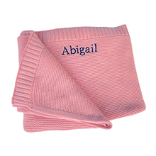 Load image into Gallery viewer, 'Pink' Personalised Cotton Knitted Blanket