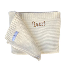 Load image into Gallery viewer, 'Cream' Personalised Cotton Knitted Blanket