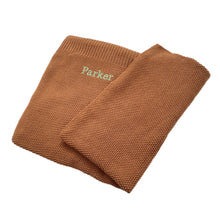 Load image into Gallery viewer, 'Brown' Large Personalised Egyptian Cotton Knitted Unisex Baby Blanket