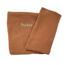 Load image into Gallery viewer, 'Brown' Large Personalised Egyptian Cotton Knitted Unisex Baby Blanket