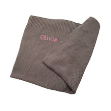 Load image into Gallery viewer, 'Grey' Large Personalised Egyptian Cotton Baby Blanket