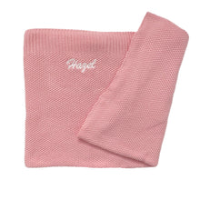 Load image into Gallery viewer, 'Pink' Large Personalised Egyptian Cotton Knitted Baby Blanket