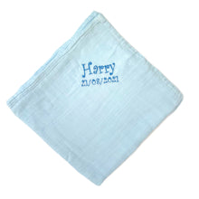 Load image into Gallery viewer, ' Blue ' Personalised Bamboo Muslin