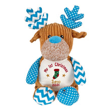 Load image into Gallery viewer, "Bluey Patchwork Reindeer" Personalised Christmas Plush