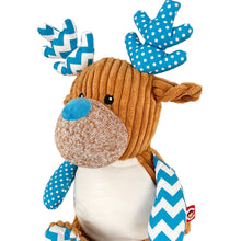 Load image into Gallery viewer, Cotton Blanket, Personalised Blue Reindeer Plush, Personalised Christmas Embroidered Stocking & Baby Shoes- 4 Piece Personalised Christmas Gift Set