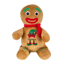 Load image into Gallery viewer, Newborn Elf Romper 0000, Personalised Green Knotted Hat, Personalised Plush Gingerbread Person & Unisex Canvas Shoes- 4 Piece Christmas Gift Set