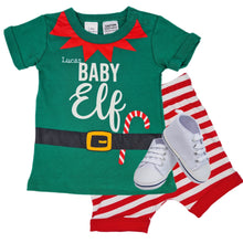 Load image into Gallery viewer, Unisex Baby Elf Christmas Outfit- 6-12 months- 3 Piece Personalised Christmas Gift Set