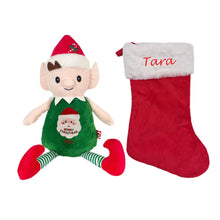 Load image into Gallery viewer, Christmas Stocking & Personalised Elf Plush - 2 Piece Personalised Christmas Gift Set