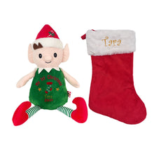 Load image into Gallery viewer, Christmas Stocking & Personalised Elf Plush - 2 Piece Personalised Christmas Gift Set