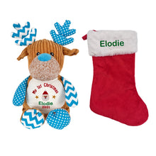 Load image into Gallery viewer, Christmas Stocking & Personalised "Bluey" Reindeer Plush- 2 Piece Personalised Christmas Gift Set