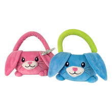 Load image into Gallery viewer, Personalised Blue Plush Easter Bunny Hunting Basket