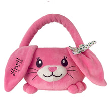 Load image into Gallery viewer, Personalised Pink Plush Easter Bunny Hunting Basket