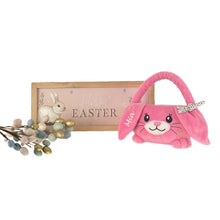 Load image into Gallery viewer, Personalised Pink Plush Easter Bunny Hunting Basket
