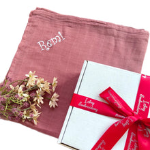 Load image into Gallery viewer, ' Plum ' Personalised Bamboo Muslin