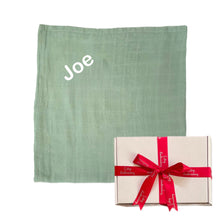 Load image into Gallery viewer, &#39; Sage &#39; Personalised Bamboo Muslin
