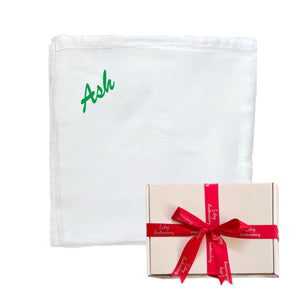 ' White ' Personalised Bamboo Muslin