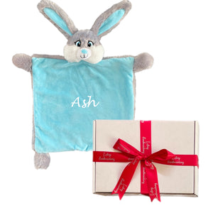 Personalised Blue Bebi Bunny Snuggle Comforter