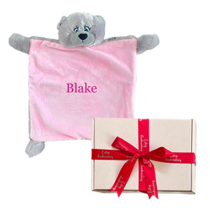 Personalised Pink Bebi Bear Snuggle Comforter