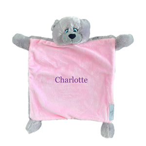 Personalised Pink Bebi Bear Snuggle Comforter