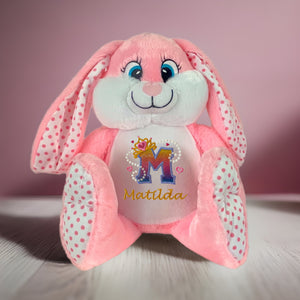 "Bubbles" Pink Bunny Personalised Plush