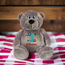 Load image into Gallery viewer, &quot;Buzz&quot; Grey Teddy Bear Personalised Plush
