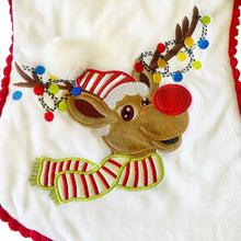 Load image into Gallery viewer, Personalised Plush White Reindeer Embroidered &amp; Applique Christmas Stocking
