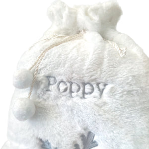 Personalised Plush White & Gold or Silver Embroidered Christmas Santa/Gift Sack