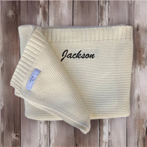 'Cream' Personalised Cotton Knitted Blanket