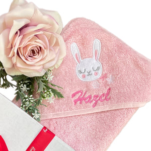 Cotton Embroidered Hooded Towel & Personalised Cotton Wrap - 2 Piece Personalised Gift Set