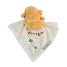 Load image into Gallery viewer, Bamboo Muslin &amp; Personalised Banjo Bear Comforter Baby Unisex - 2 Piece Personalised Gift Set
