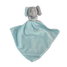 Load image into Gallery viewer, Personalised Blue Bamboo Hooded Towel, White Waffle Blanket &amp; Elephant Comforter - 3 Piece Personalised Gift Set
