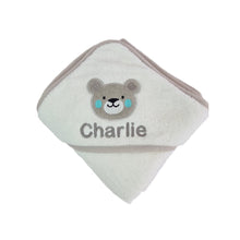 Load image into Gallery viewer, White Teddy Personalised Cotton Hooded Towel
