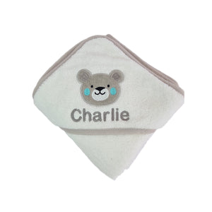 White Teddy Personalised Cotton Hooded Towel